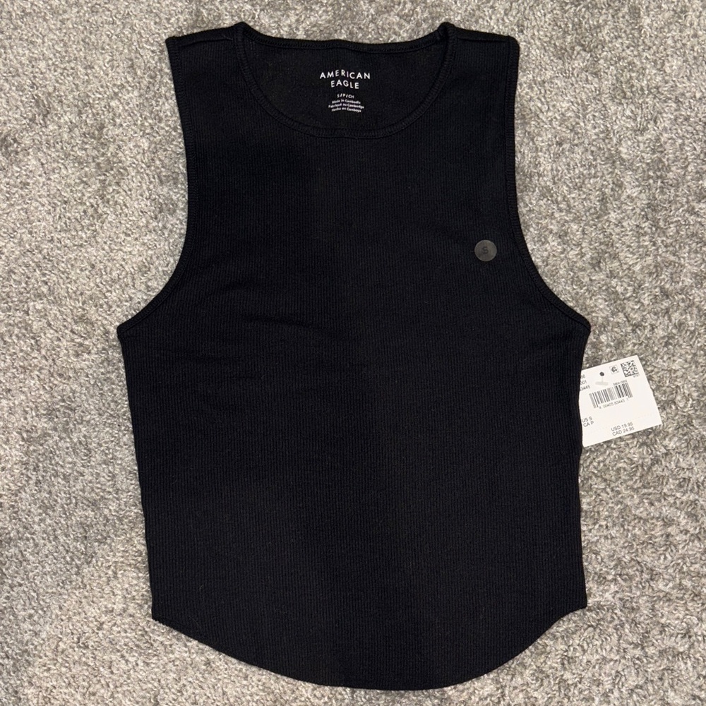 American Eagle Classic Cropped Black Tank Top